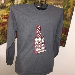 Gildan size L heather gray MSU  Bulldogs Mississippi State Dawgs‎ cowbell